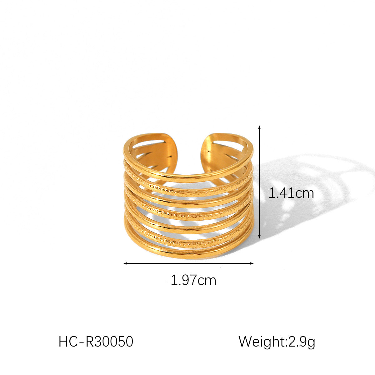 Anillo Abierto Minimalista en Acero de Titanio con Baño de Oro de 18 quilates para Mujer, Diseño de Corazón y Estrella Esmaltados