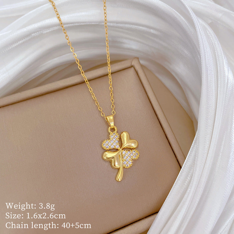 Collana Minimalista Geometrica in Acciaio al Titanio con Pendente in Rame Placcato Oro su Catena a Maglie per Uomo e Donna