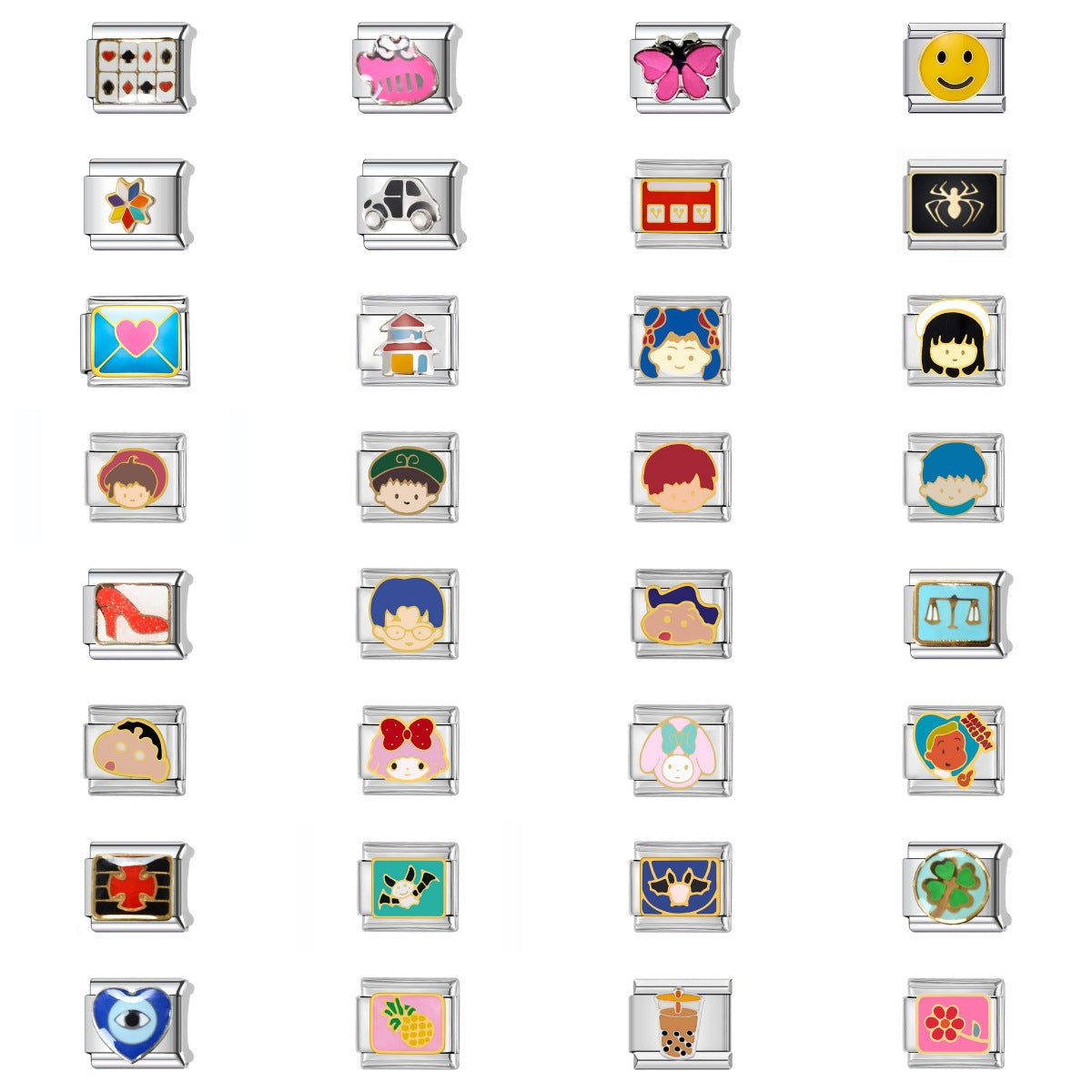 Sweet Cartoon Plated Stainless Steel DIY Charm Bar Bracelet Unisex