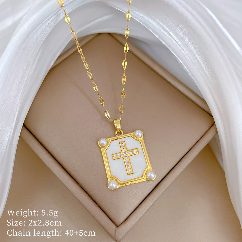 Collar de titanio con diamantes de imitación, cielo estrellado geométrico, para mujer, cadena de labios minimalista, estilo dulce
