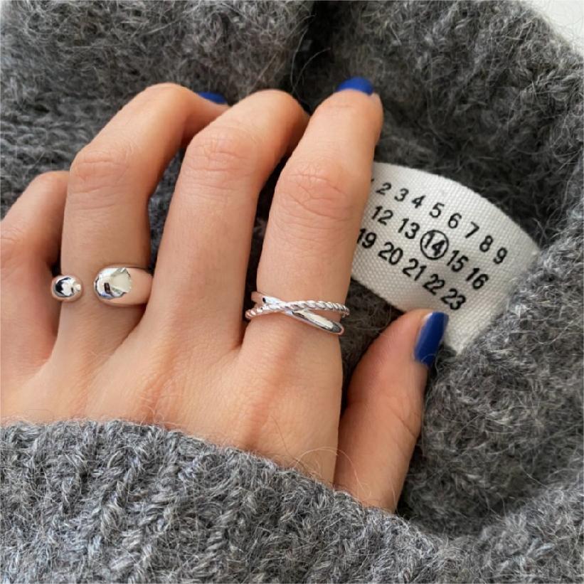 Minimalist Teardrop-Shaped 925 Sterling Silver Ring with Geometric Faceted Edges for Women