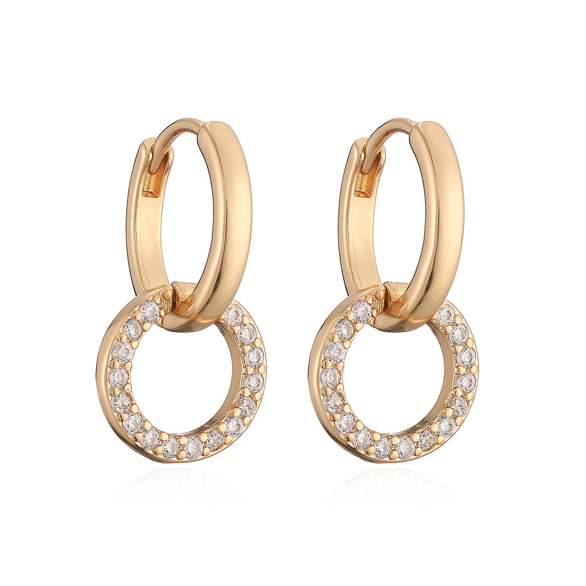 Fashion Minimalist Geometric Brass Gold Plated Cubic Zirconia Earrings for Women