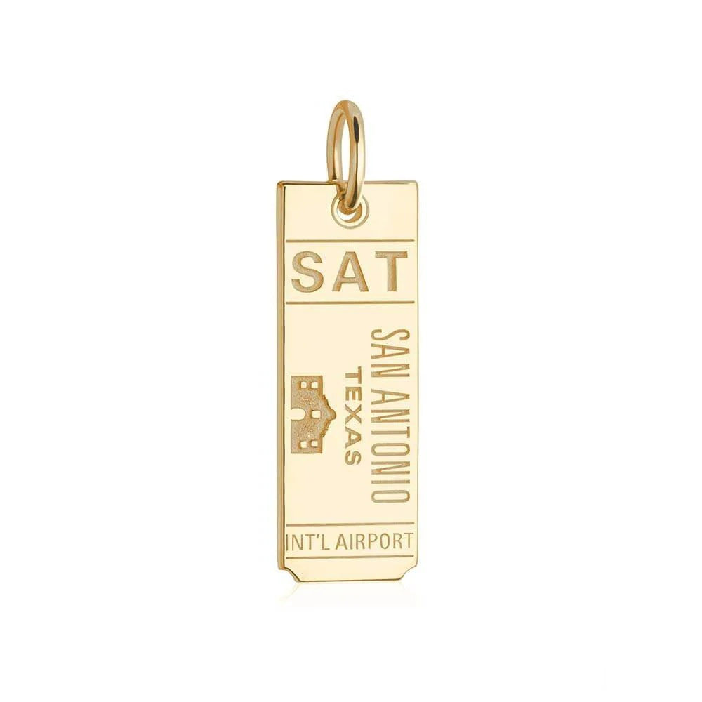 Elegant 18K Gold Plated Stainless Steel Rectangle Charm Bar