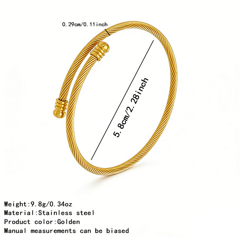Luxury Geometric Twisted Wire Cable Chain Bracelet Titanium Steel Stainless Steel Plated