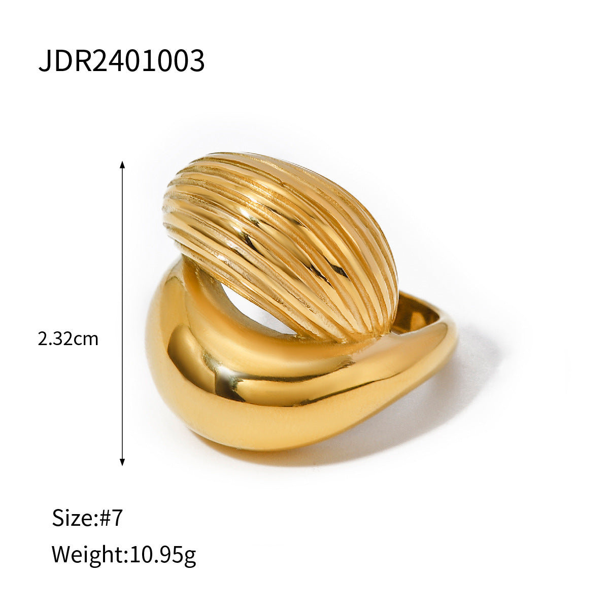 Anillo de Acero de Titanio Geométrico Minimalista con Acento de Perla para Mujer, Bañado en Oro PVD al Vacío, Banda de Acero Inoxidable Hipoalergénico