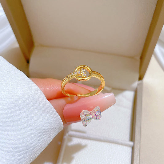 Bonito Anillo de Latón con Forma de Corona Estilo Dibujo Animado con Baño de Oro y Apertura Ajustable para Mujer