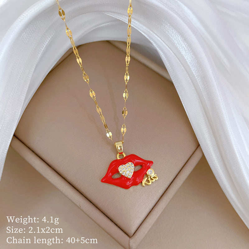 Collana Geometrica con Cielo Stellato da Donna con Strass Micro-Incastonati in Acciaio al Titanio, Stile Dolce, Fresco e Minimalista