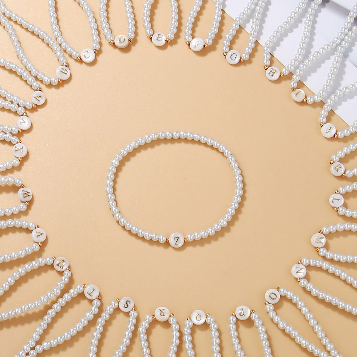 Minimalist Sweet Letter Imitation Pearl Handmade Bracelet for Women