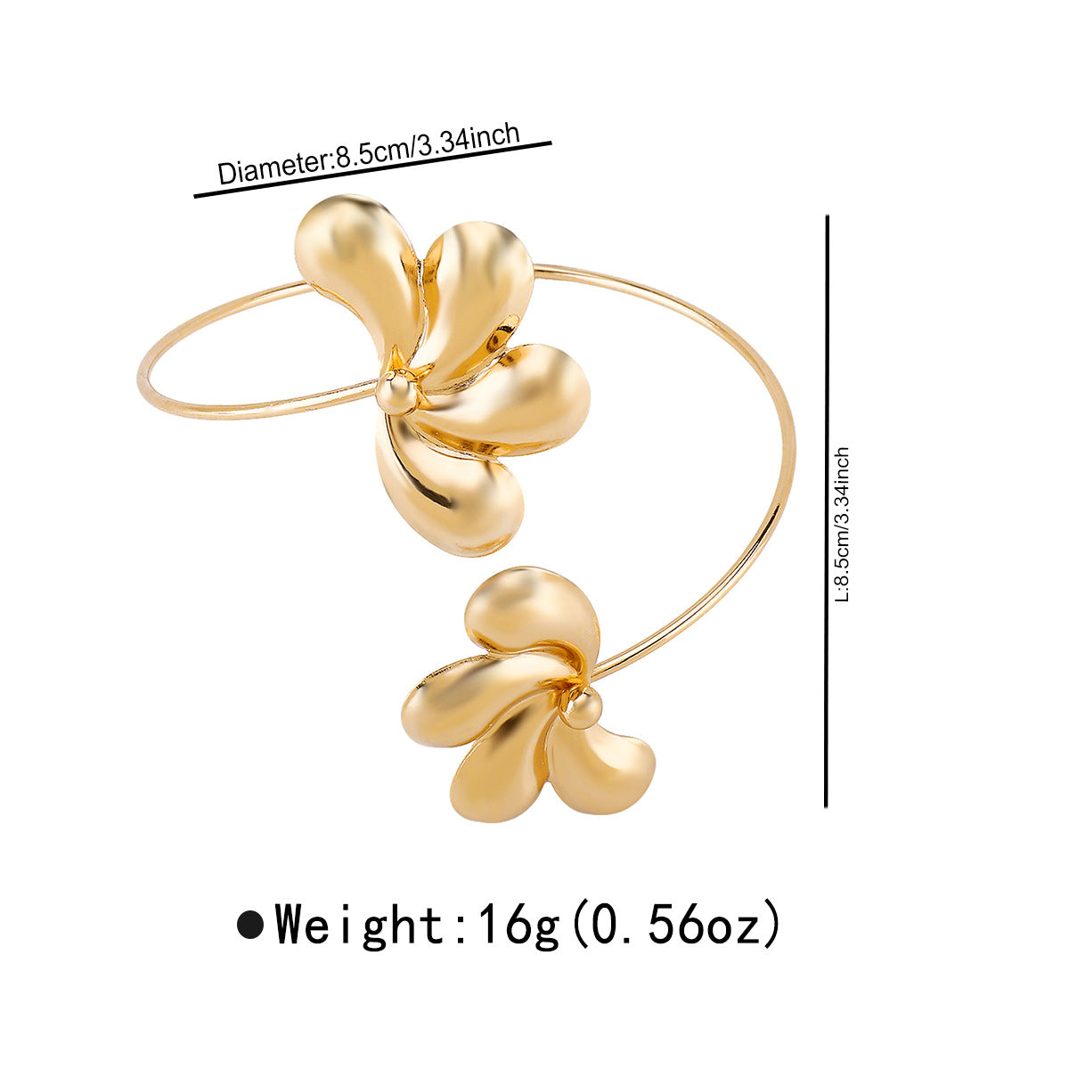 Bracciale geometrico a forma di stella in lega per donna con finitura placcata oro