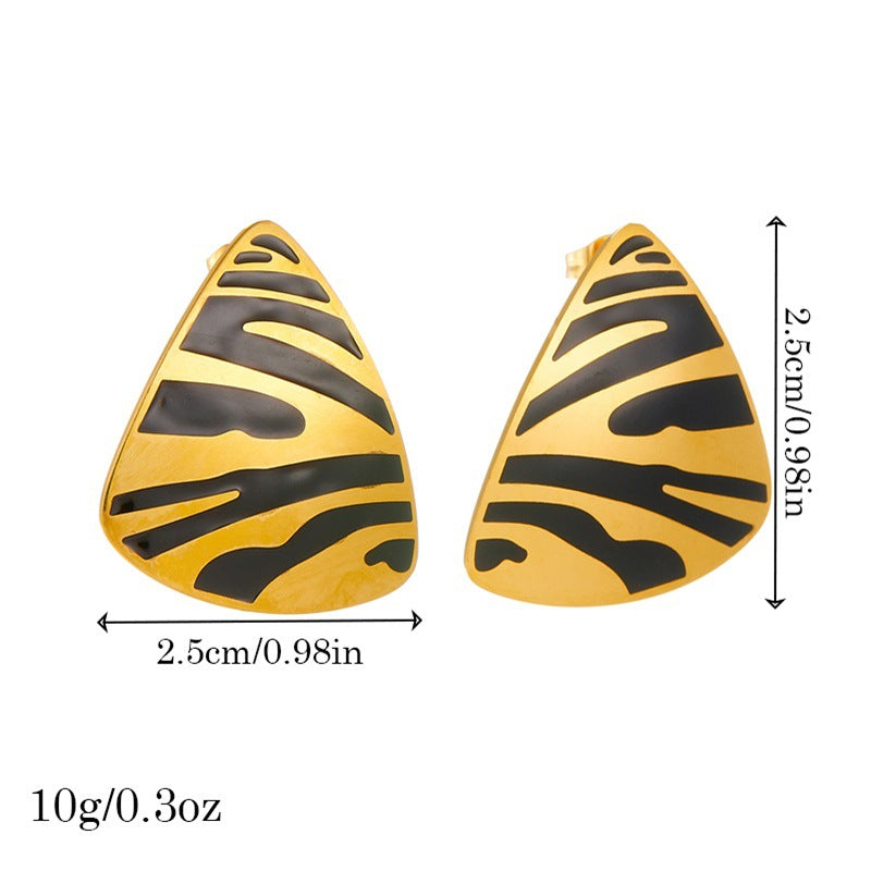 Pendientes de acero inoxidable bañados en oro con triángulos geométricos de estilo punk vintage para mujer