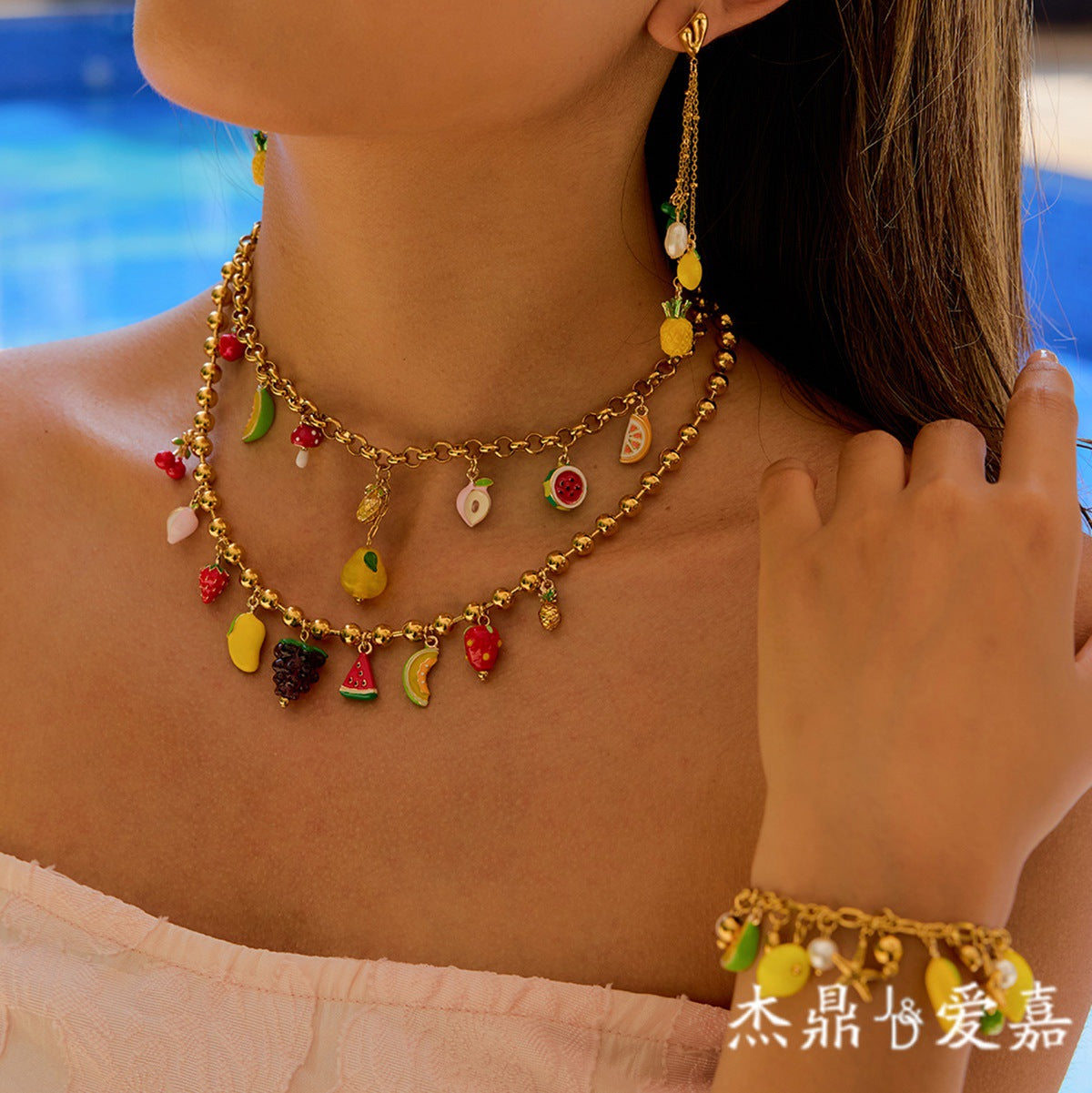 Geometric Lemon Plated Stainless Steel Bracelet for Women