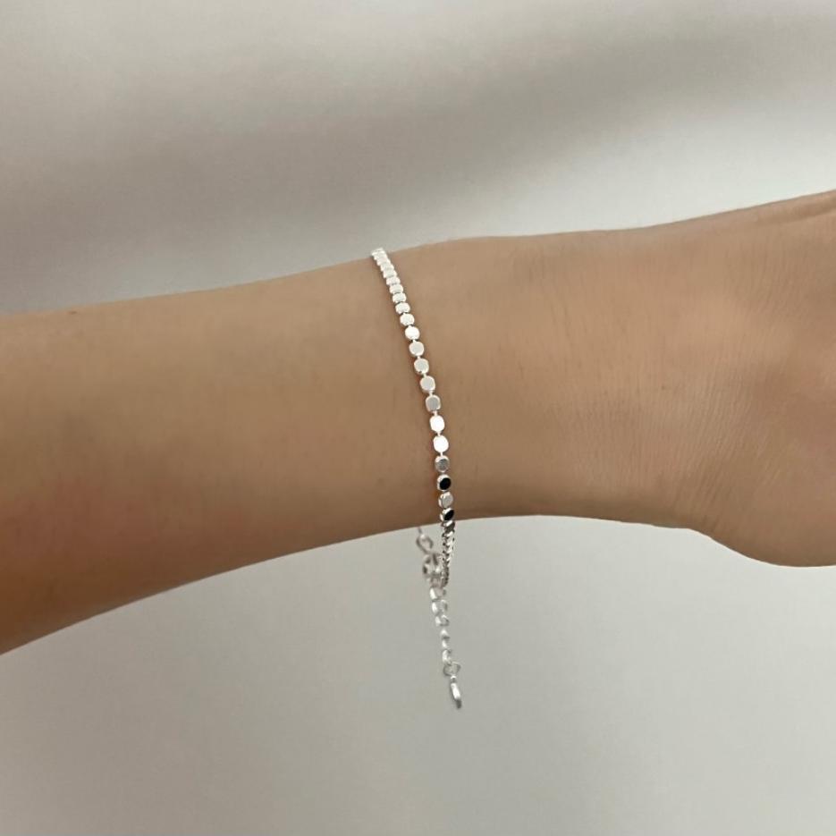 Minimalist Sweet 925 Sterling Silver Round Geometric Polka Dot Bracelet