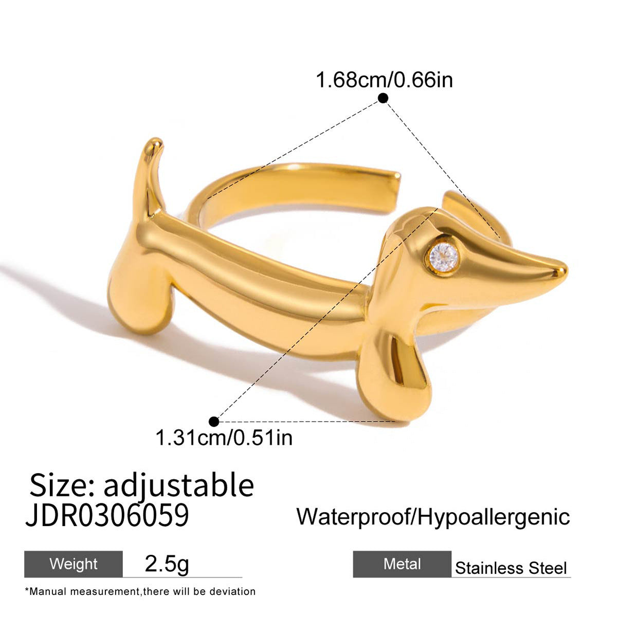 Anillo de gato geométrico de acero de titanio con acabado chapado para mujer, accesorio de moda