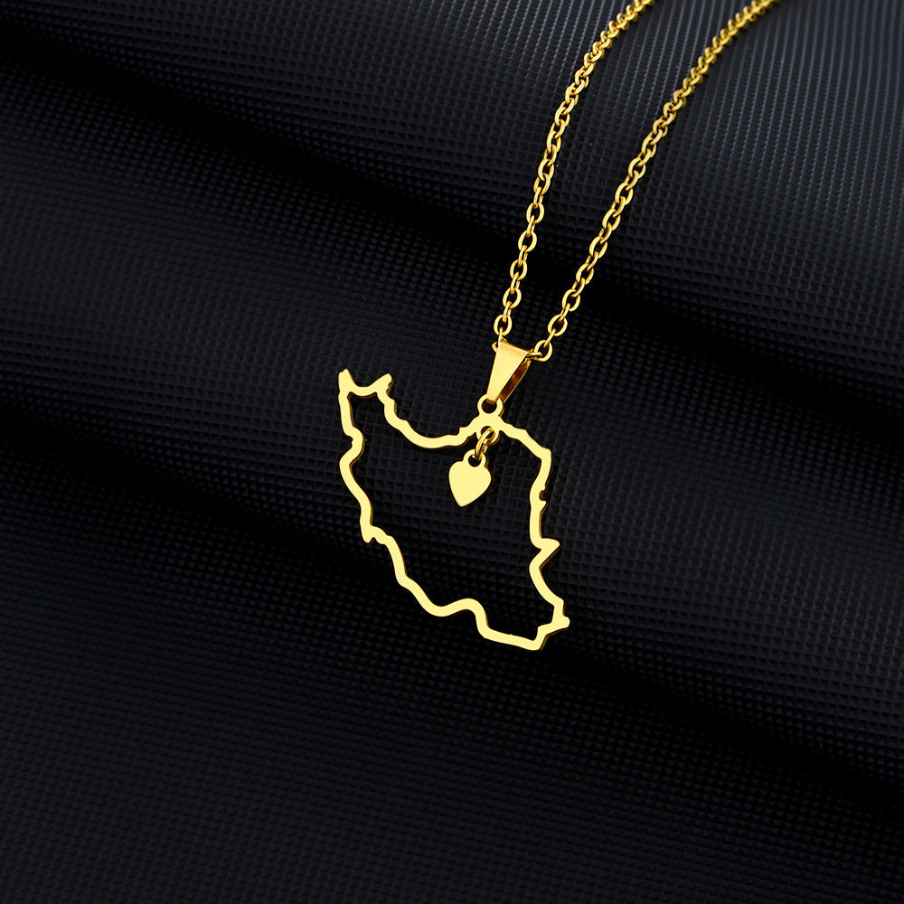 Collana con ciondolo a cuore in acciaio inossidabile, con charm in acciaio al titanio, finitura galvanizzata, catena O, accessorio moda unisex