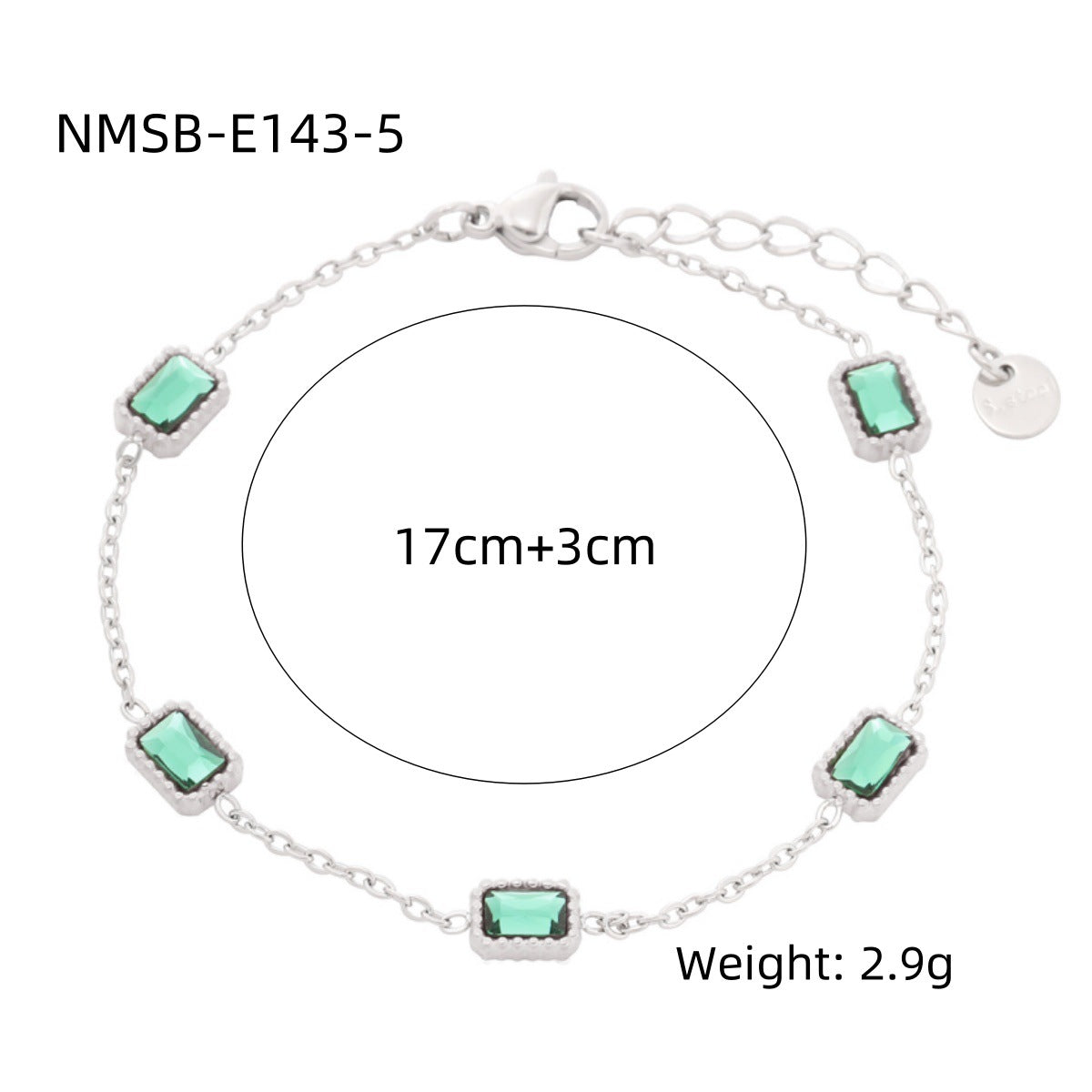 Bracciale da donna in acciaio al titanio placcato oro 18K con strass colorati a forma geometrica, alla moda