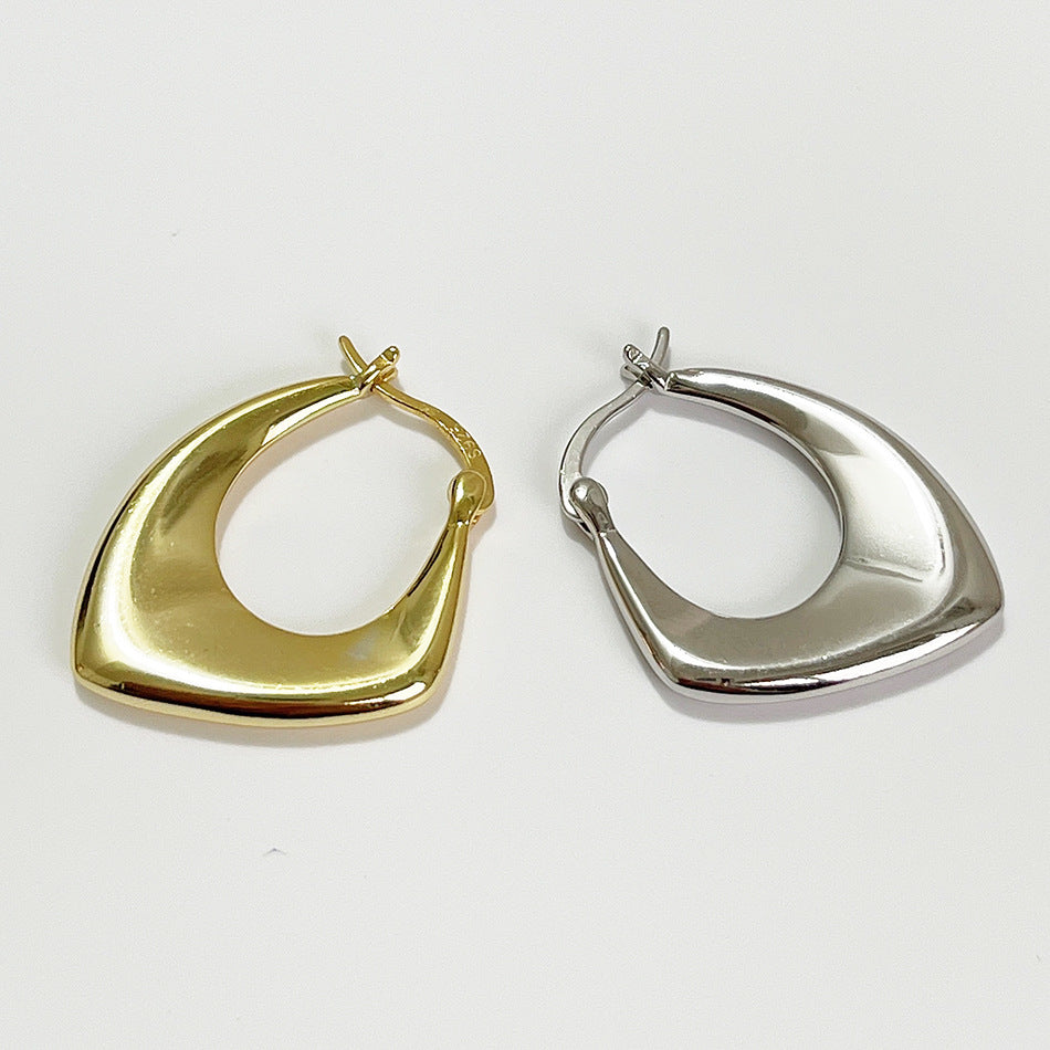 Minimalist Sweet 925 Sterling Silver Teardrop Earrings with Pearl Inlay in 18K Gold and White Gold Plated Finish