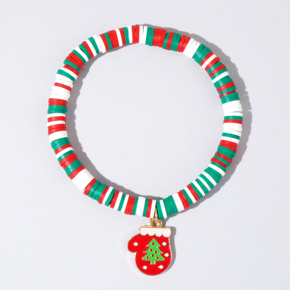 Sweet Handmade Resin Letter Geometric Beaded Bracelet Set Christmas Gift