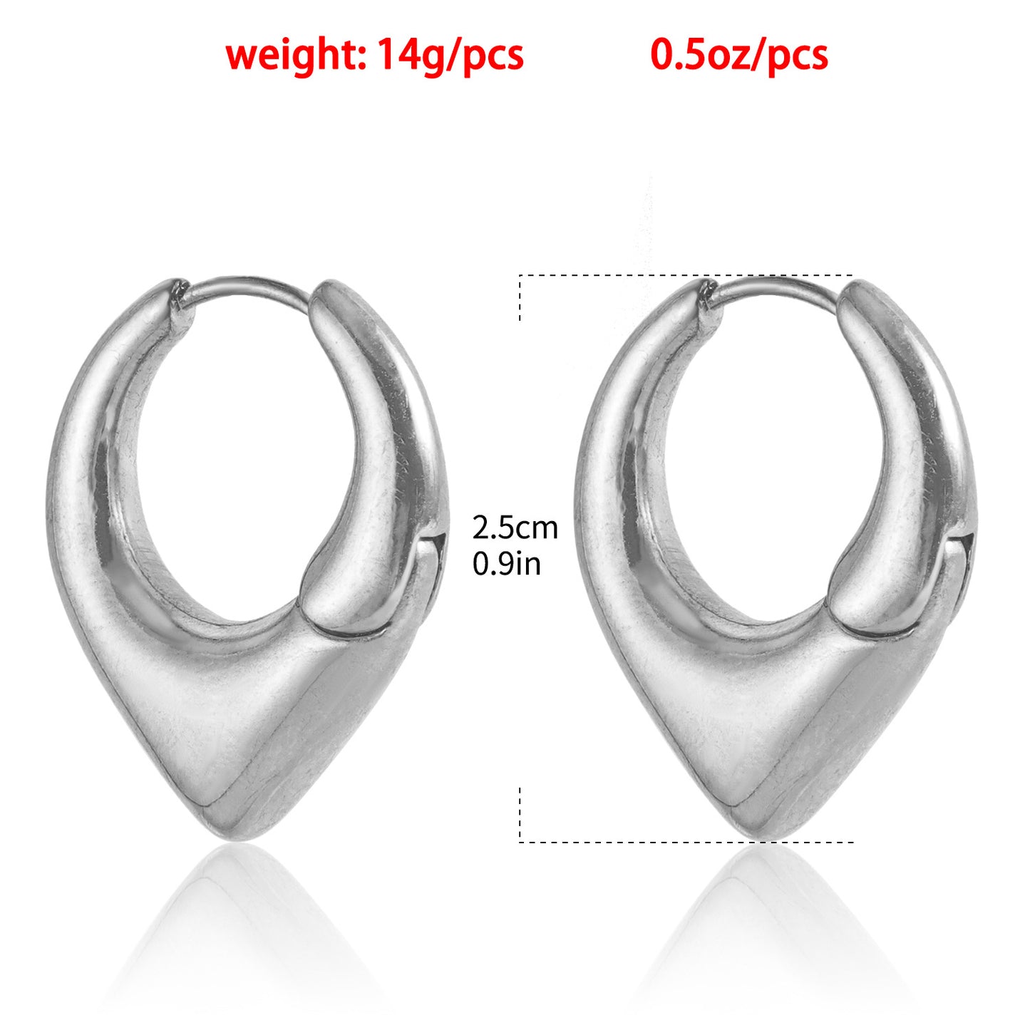 Punk Minimalist Hollow Heart-Shaped Geometric Hoop Earrings for Women with Polished Metal Finish and Electroplated Surface
