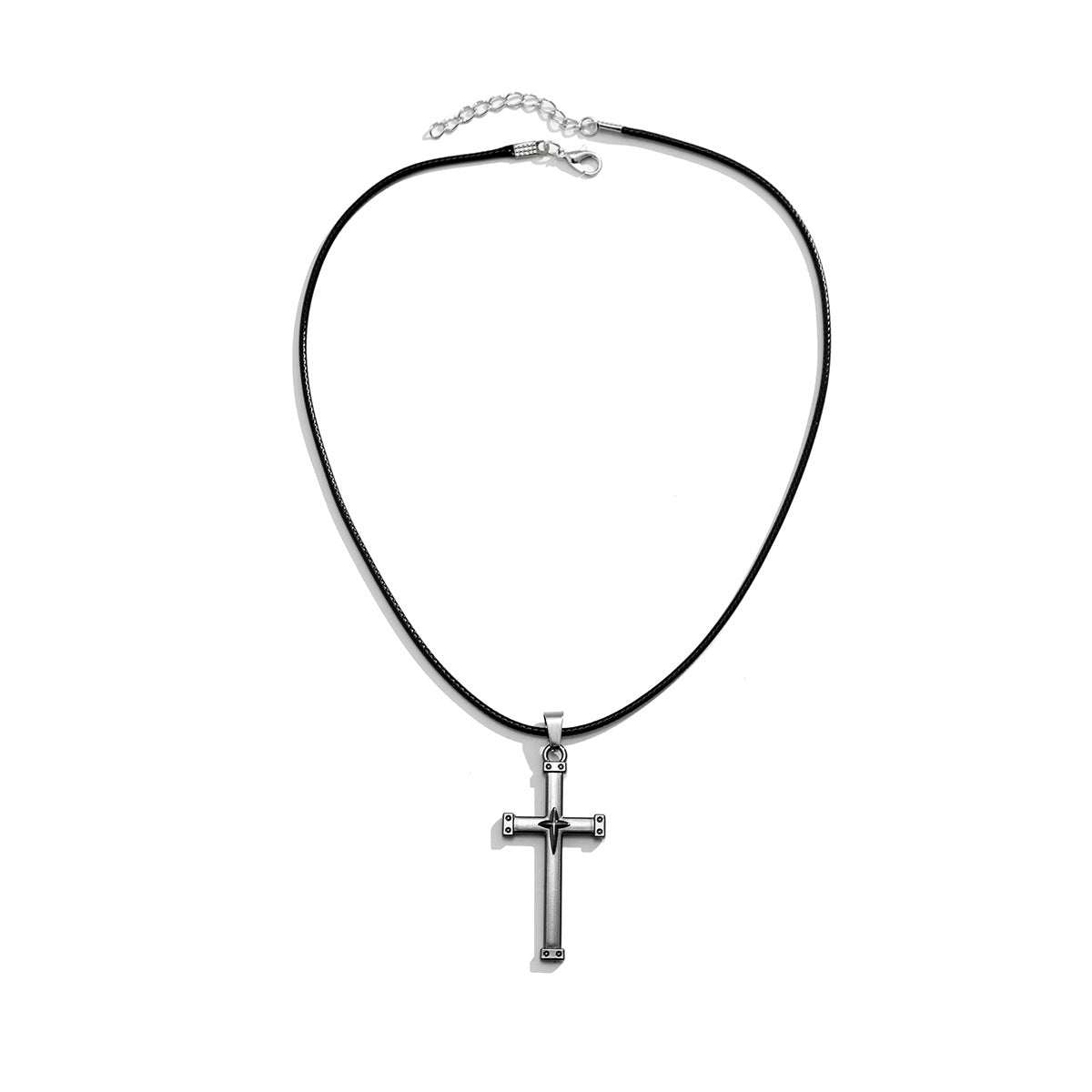 Minimalist Hollow Star and Cross Pendant Necklace for Women Alloy with Electroplating Finish