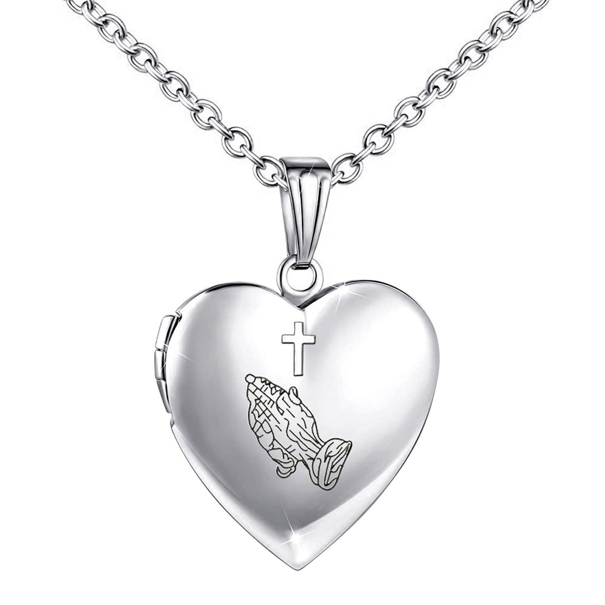 Natural Style Heart-Shaped Stainless Steel Pendant Necklace with Opening Photo Frame and Engraving Capability for Women
