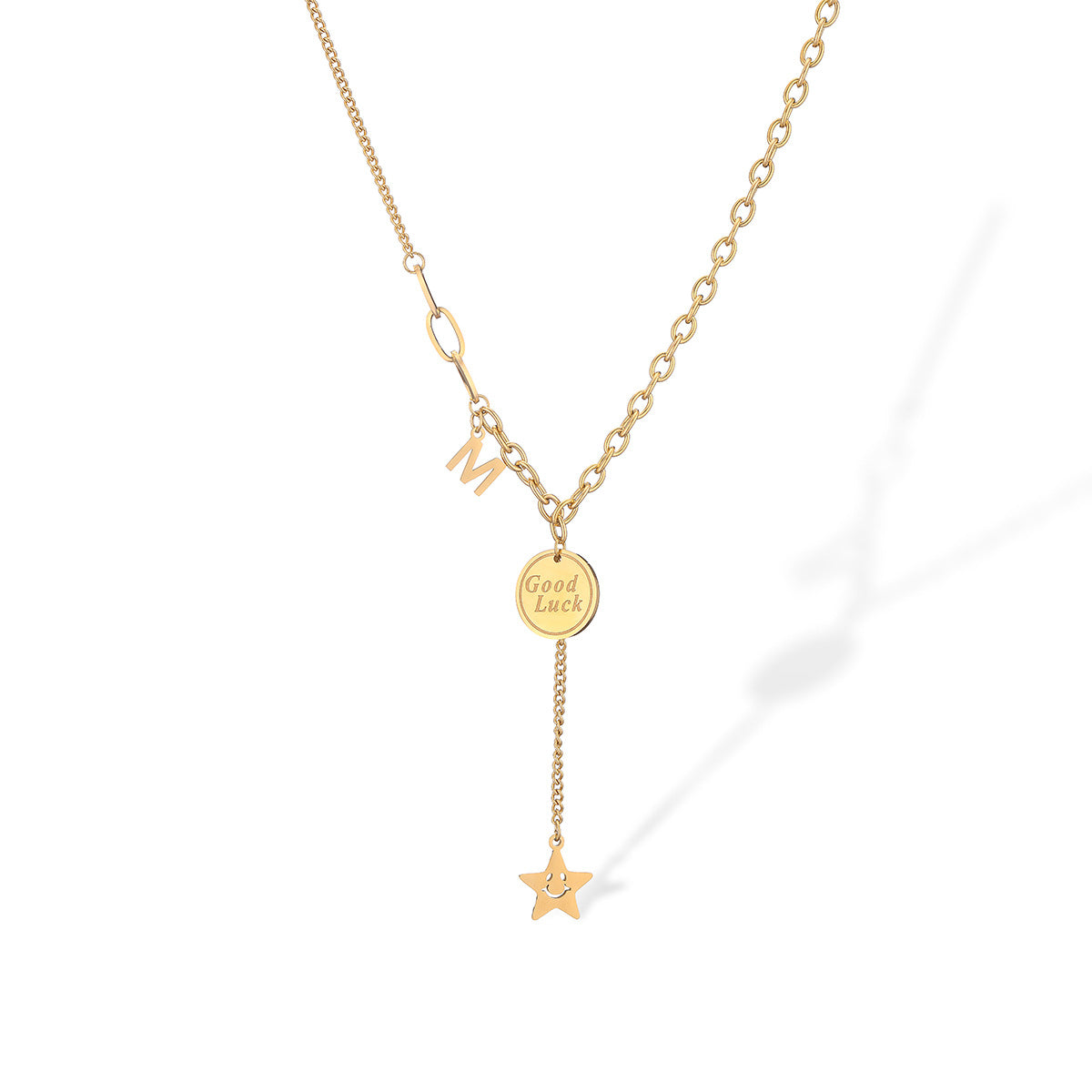 Collana Pendente Cuore Irregolare Geometrico Minimalista da Donna in Acciaio al Titanio con Placcatura in Oro