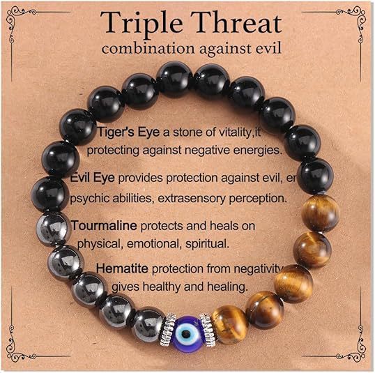 8mm Tiger's Eye and Obsidian Evil Eye Beaded Stretch Bracelet Geometric Unisex Fashion Jewelry
