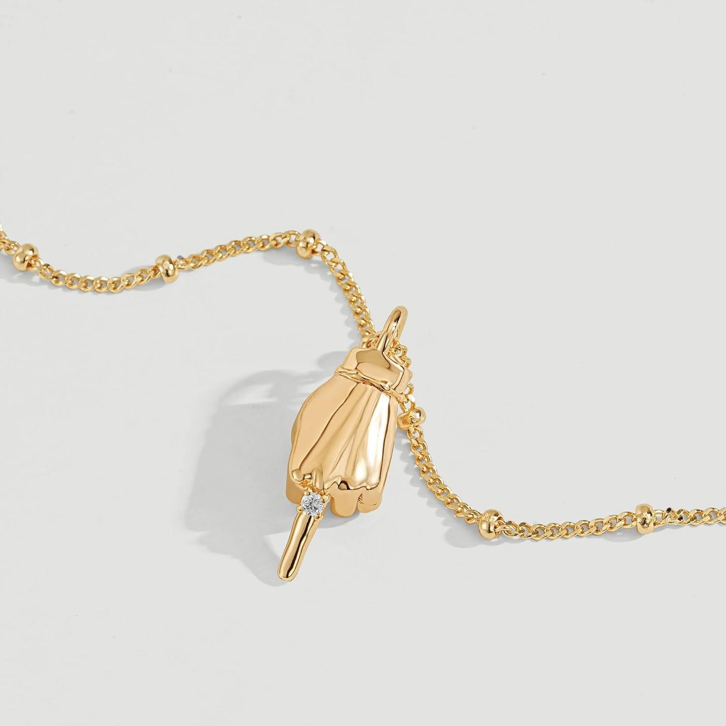 Punk 14K Gold Plated Brass Round Geometric Rhinestone Cuban Link Chain Necklace for Women