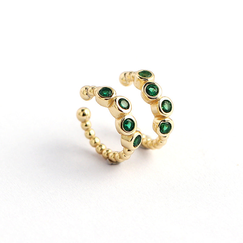 Sweet-Edgy Geometric Shape S925 Sterling Silver Clip-On Earrings for Women with Rhinestone Inlay