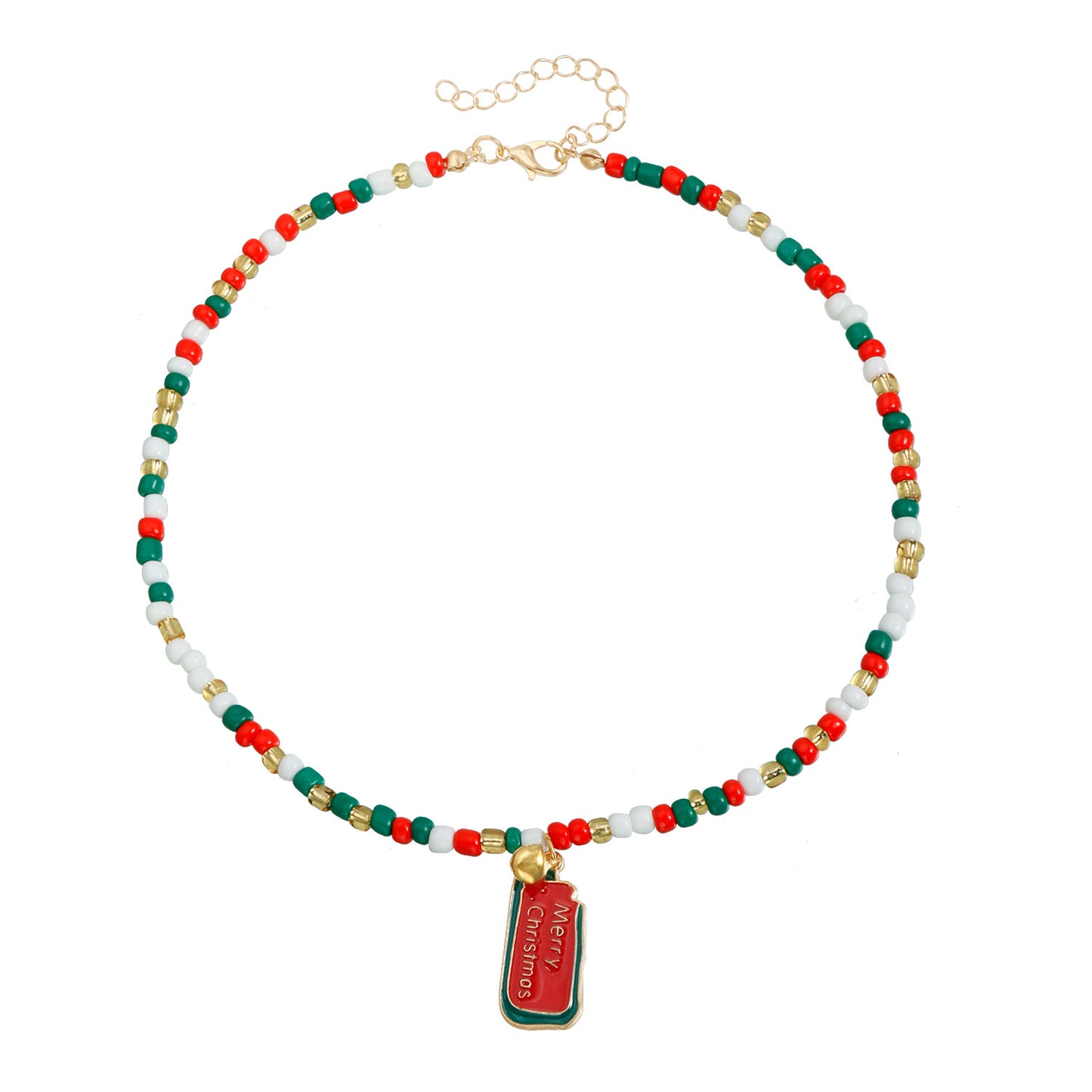 Geometric Alloy Choker Necklace for Women with Electroplated Finish Christmas Bell Accents Holiday Party Gift
