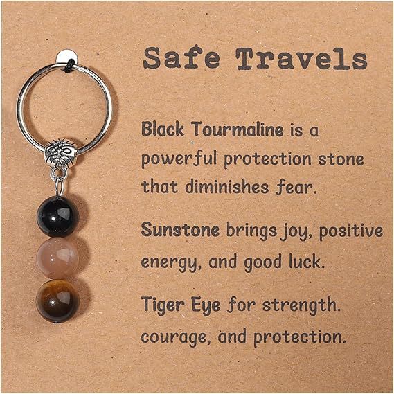Minimalist Natural Stone Beaded Keychain Gift