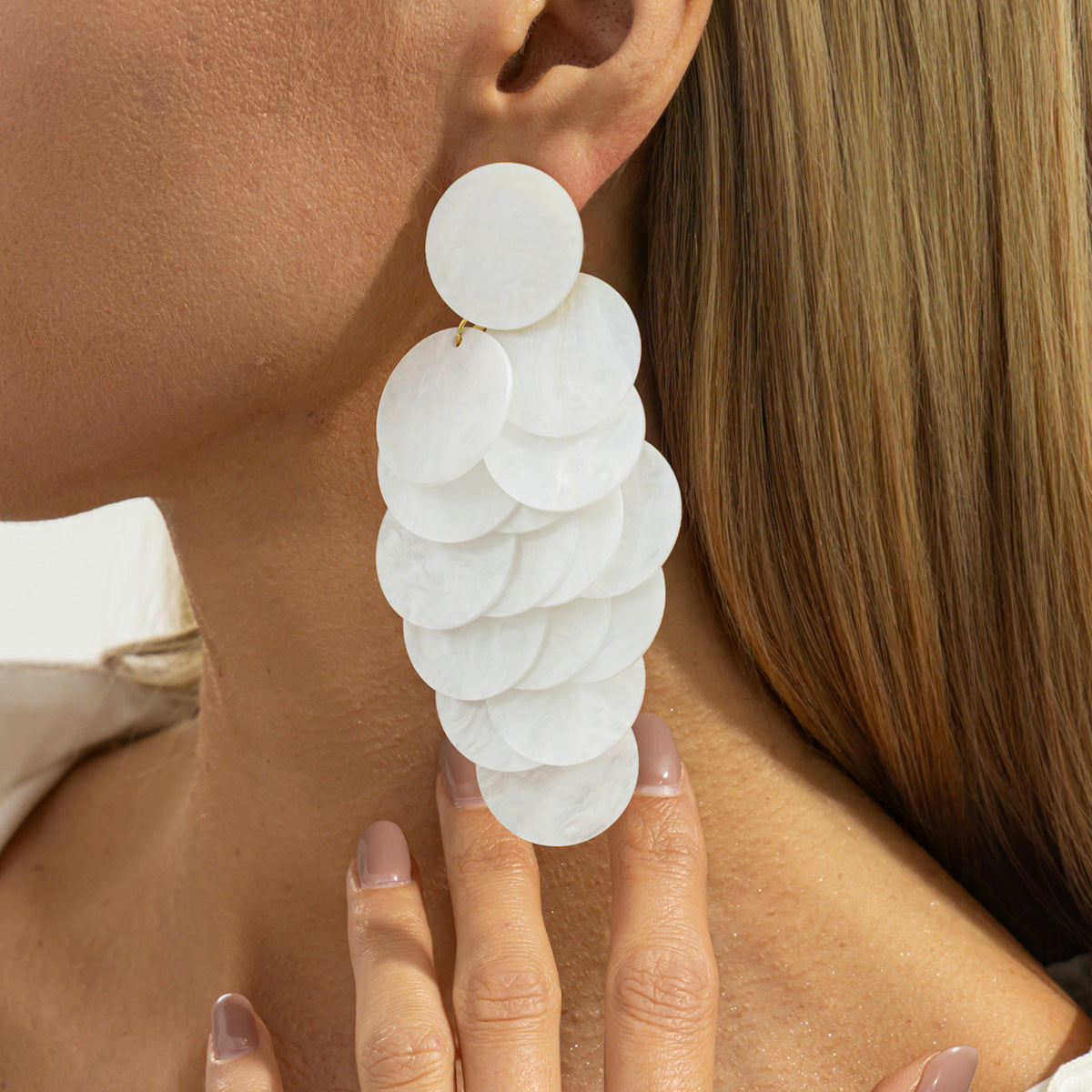 Minimalist Geometric Round Acrylic Tassel Earrings for Women