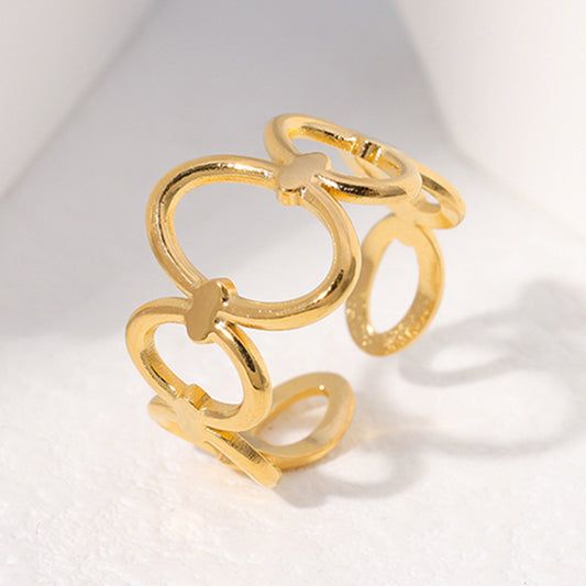 Minimalist Geometric Stainless Steel Adjustable Ring for Women with Plated Finish