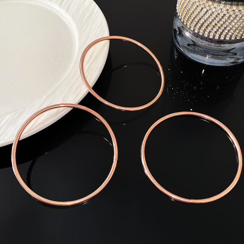Minimalist Polished Geometric Titanium Steel Bangle Bracelet