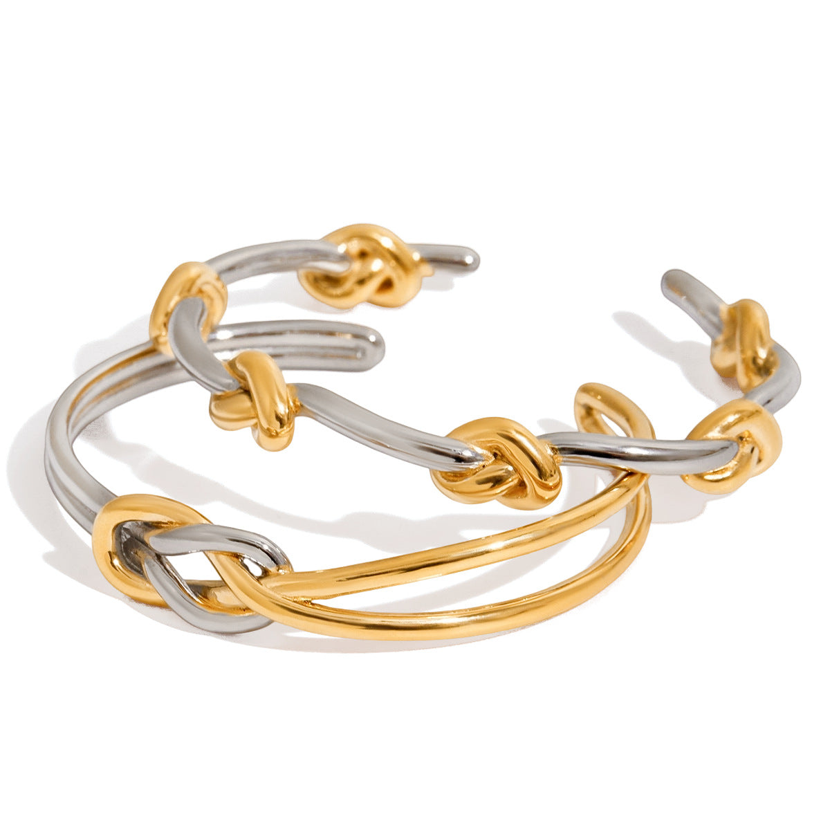 Pulsera de acero titanio con diseño de nudo de cuerda para mujer, con acabado chapado, joyería de acero inoxidable, moderna y minimalista