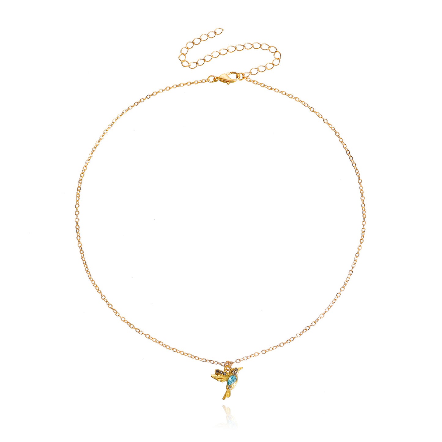 Minimalist Bird Pendant Necklace for Women Alloy with Micro-Pavé Rhinestones on Clavicle Chain