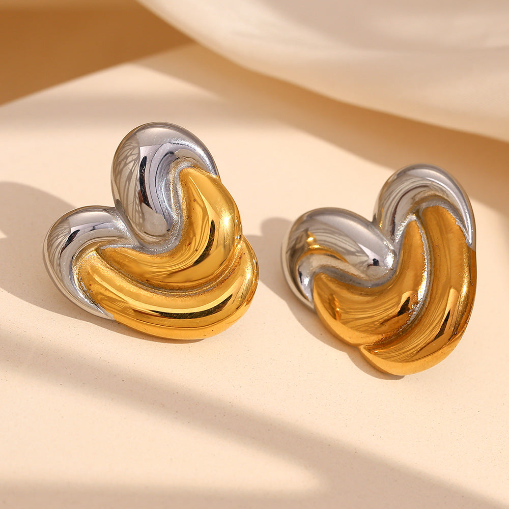 Pendientes de acero inoxidable en forma de corazón, minimalistas y a la moda, con baño de oro de 18 quilates para mujer