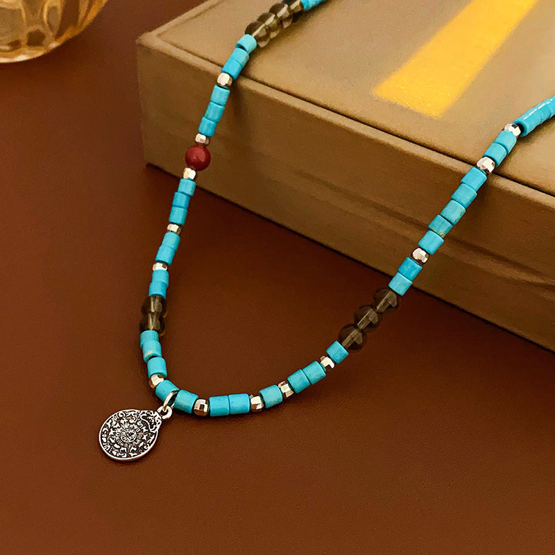 Nuevo Collar Colgante de Loto y Abanico Estilo Chino en Aleación con Baño de Oro, Diseño Geométrico, Elegante Cadena de Clavícula para Mujer