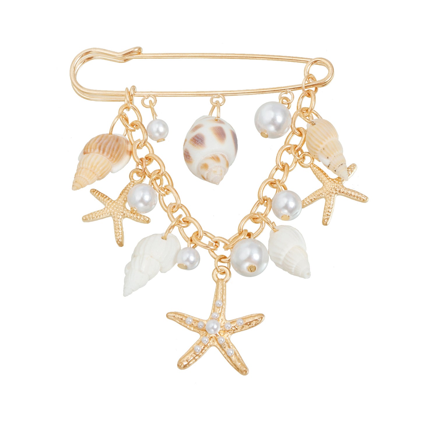 Fashionable OL Style Geometric Alloy Brooch with Rhinestone Inlay and Pearl Accents for Women