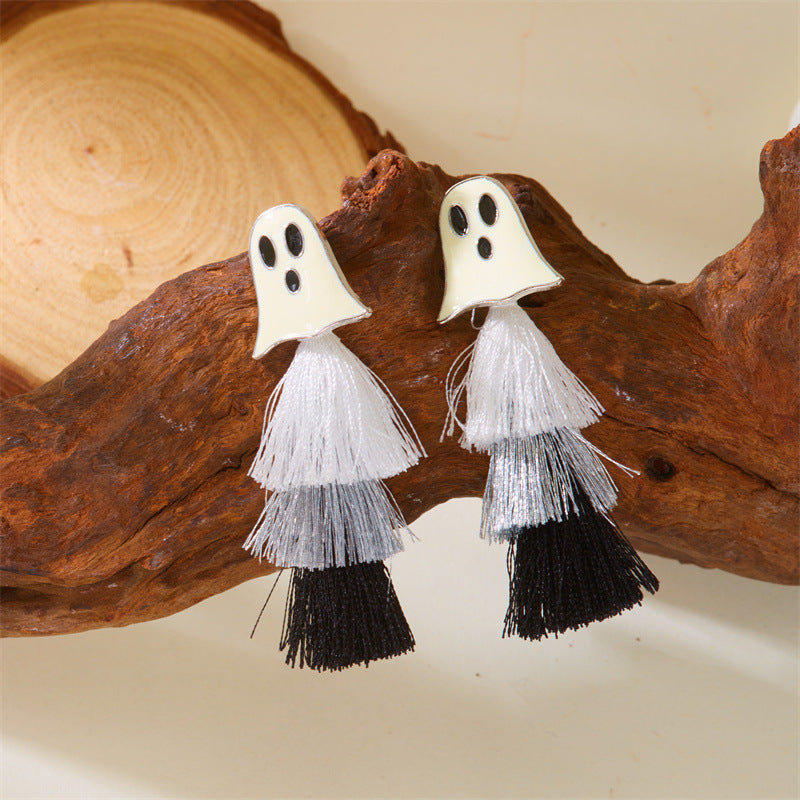 Sweet and Edgy Cartoon Pumpkin Skull Dangle Earrings in Alloy with Electroplated Finish for Women