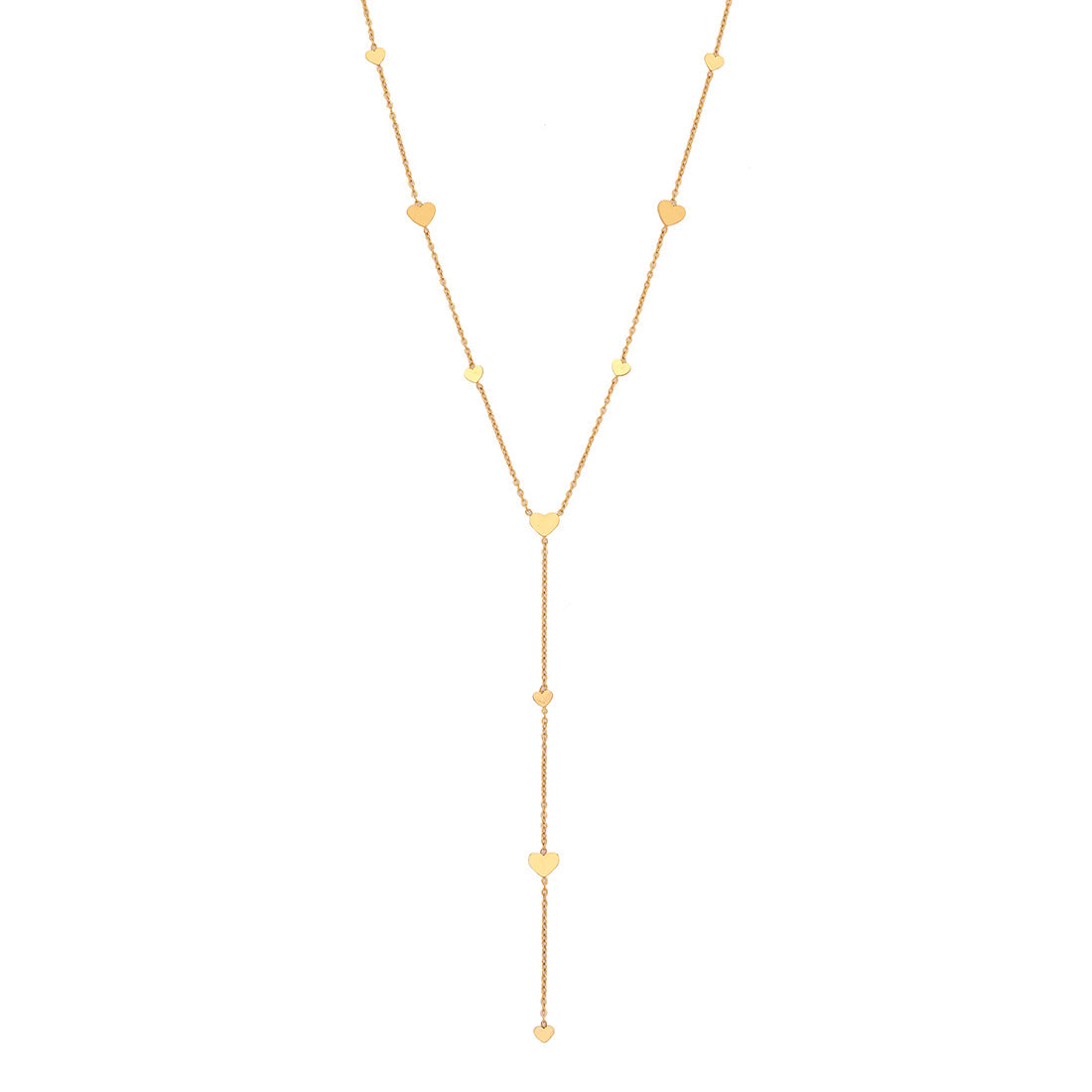 Fashionable Heart-Shaped Geometric Stainless Steel Plated Y-Necklace for Women