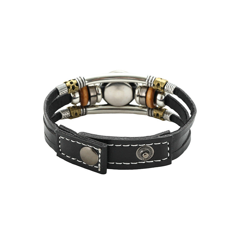 Bracciale in pelle placcato geometrico unisex