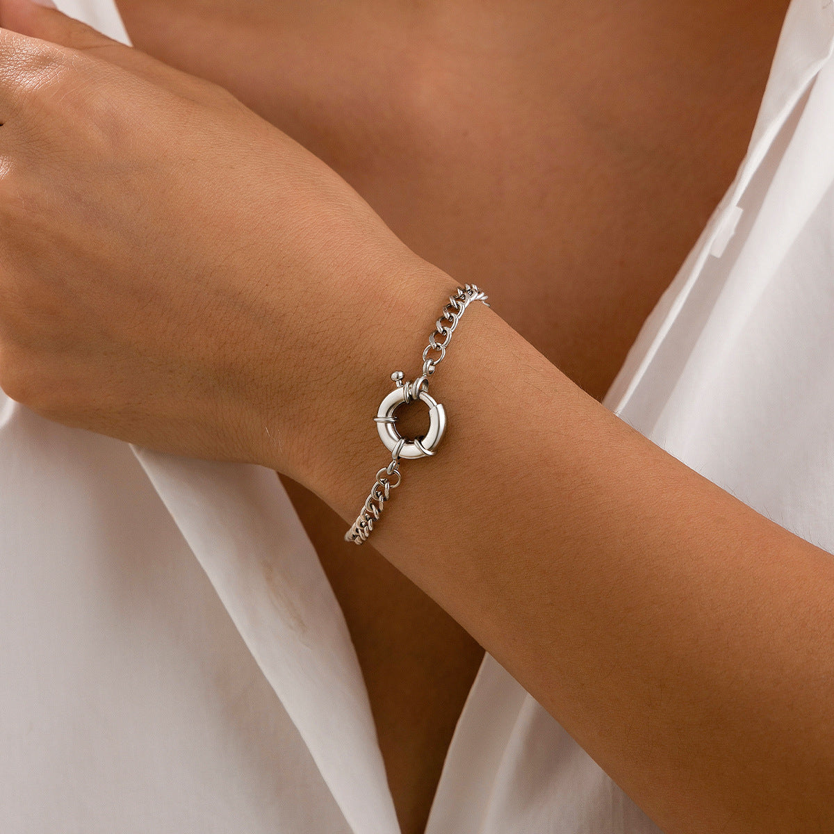Punk Geometric Alloy Plated Bracelet for Women