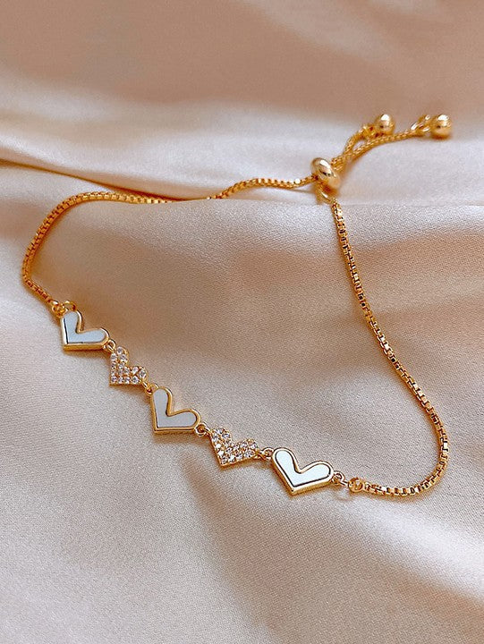 Luxury Elegant Geometric Alloy Plated Bracelet with Cubic Zirconia for Women