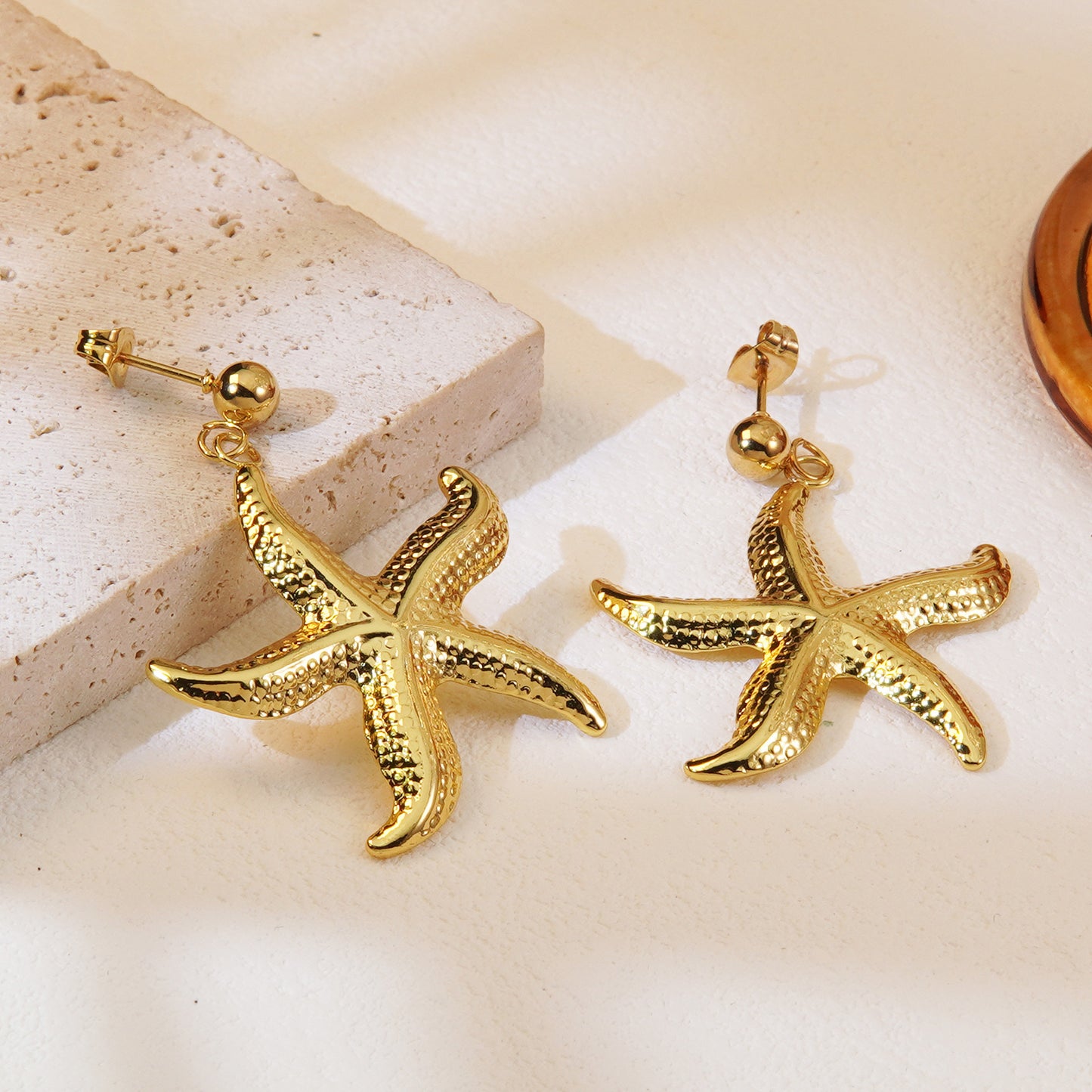 Sweet Streetwear Starfish Stainless Steel Plated Stud Earrings for Women