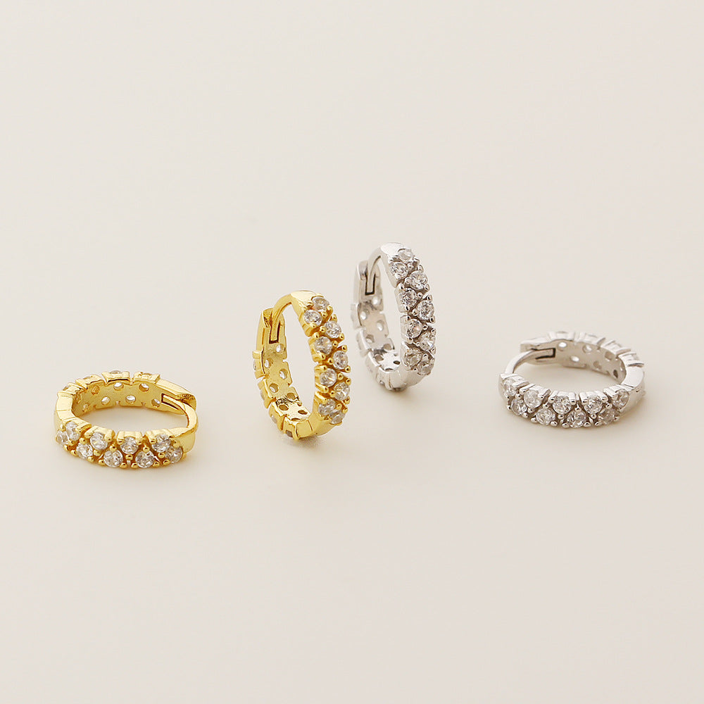 Pendientes de Tachuela Geométricos Minimalistas de Plata de Ley 925 con Baño para Mujer
