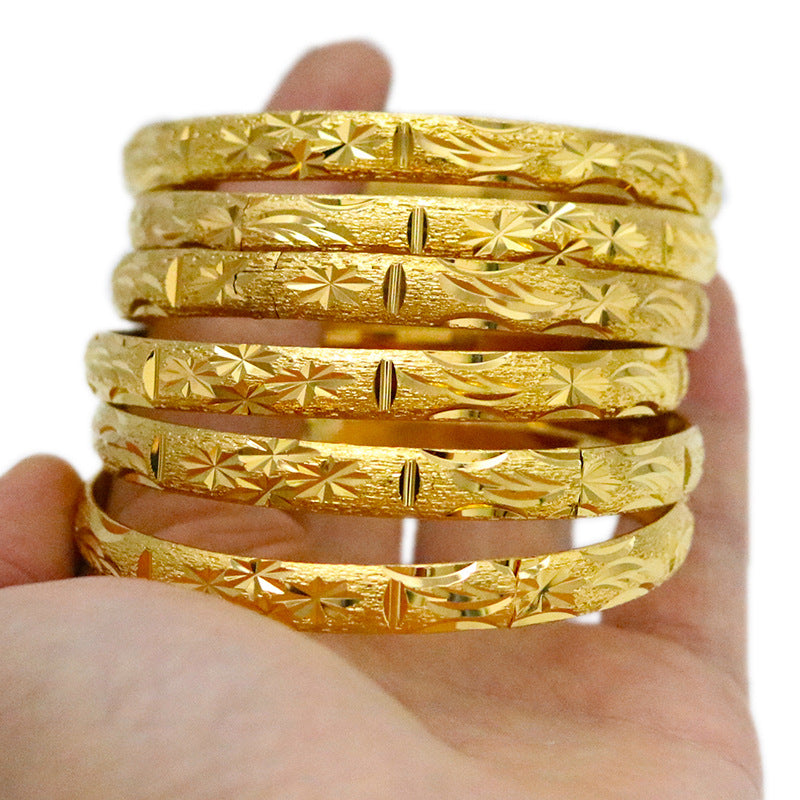 Luxury Elegant Geometric Brass PVD Plated Bangle Bracelet for Women