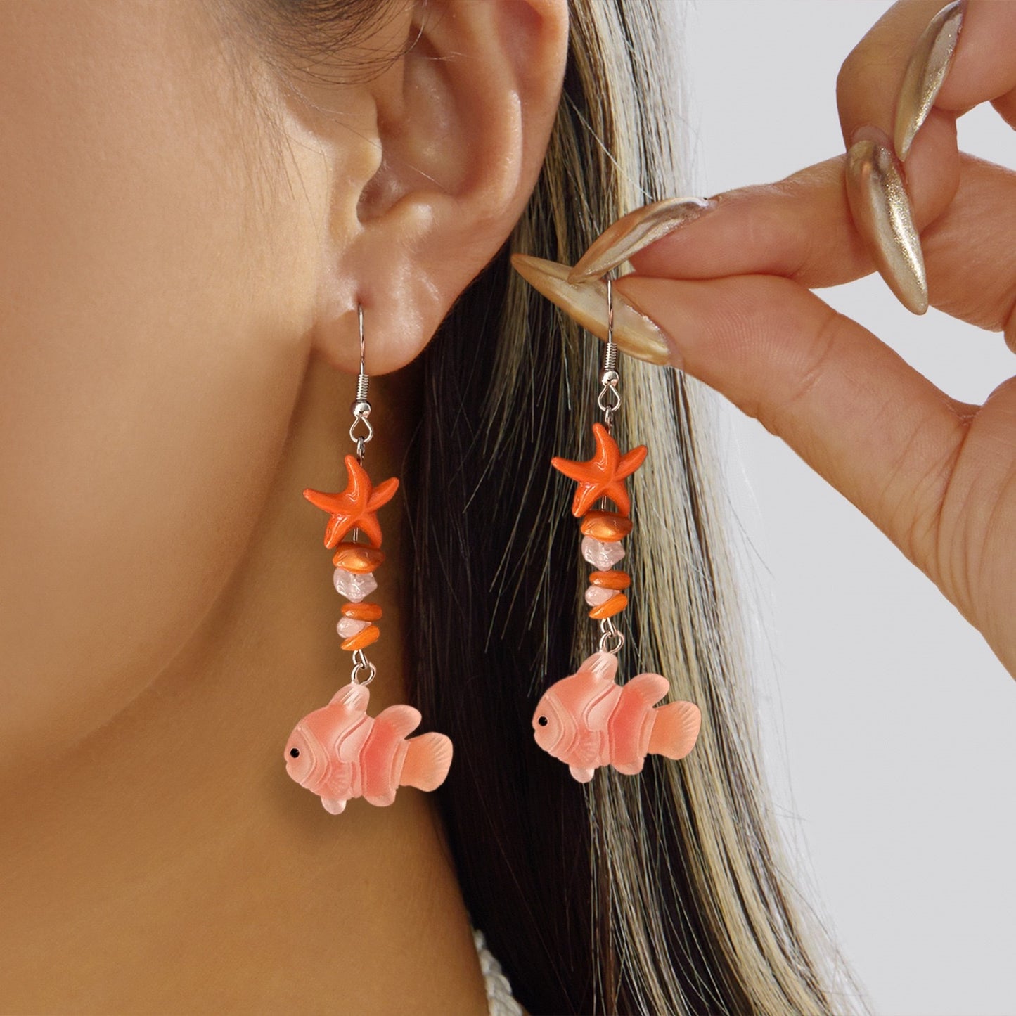 Sweet Geometric Starfish Alloy Plated Earrings