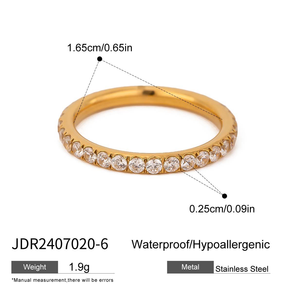 Elegant Geometric Stainless Steel Ring with Cubic Zirconia Plated Finish for Women