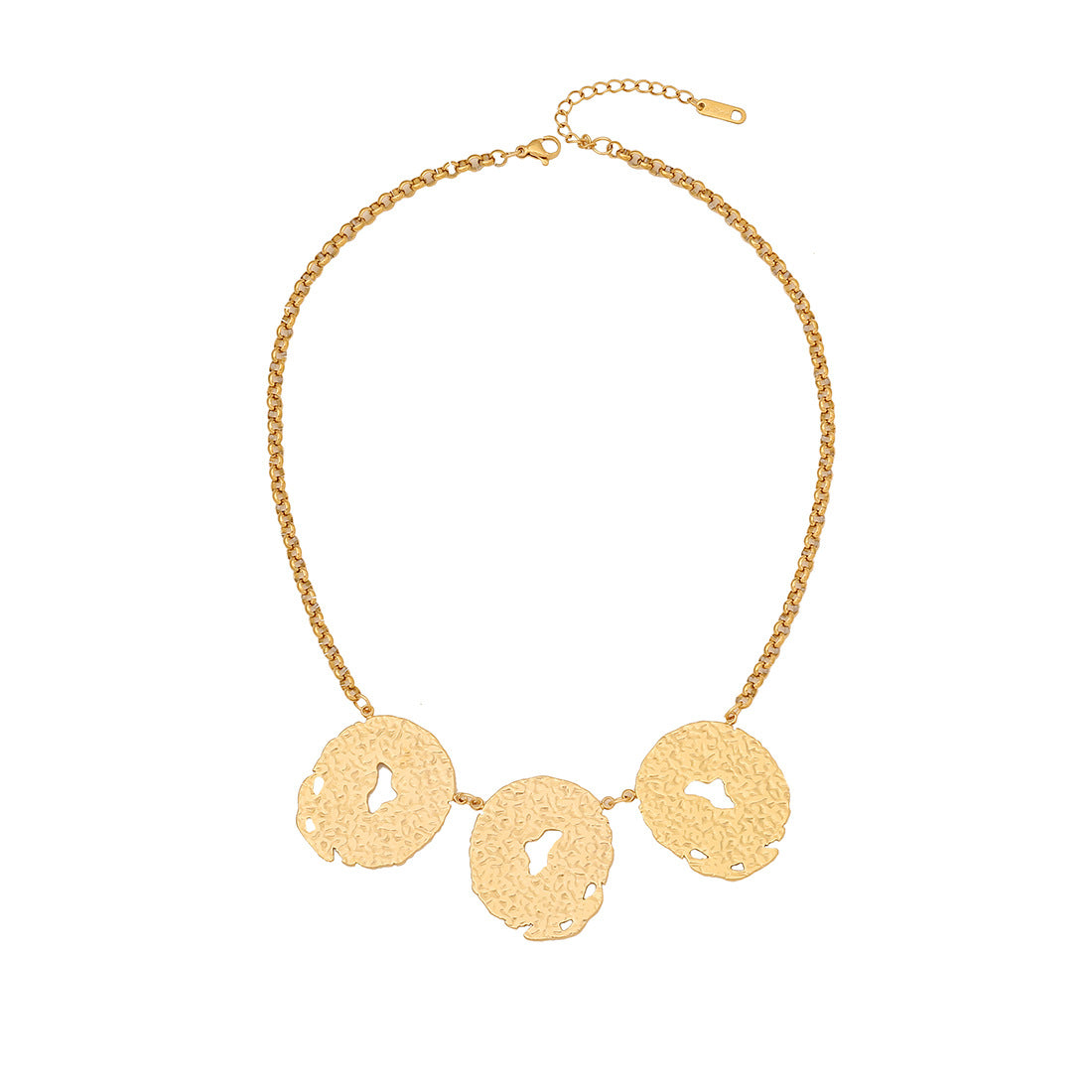 Collar de Acero Inoxidable Irregular Geométrico con Acabado Chapado para Mujer, Joyería con Colgante y Cadena Tipo O
