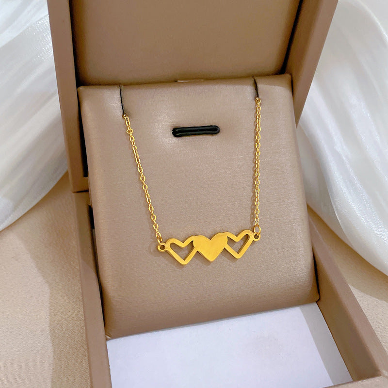 Collana Minimalista Geometrica in Acciaio Titanio Placcato per Uomo e Donna Stile Fresco e Dolce